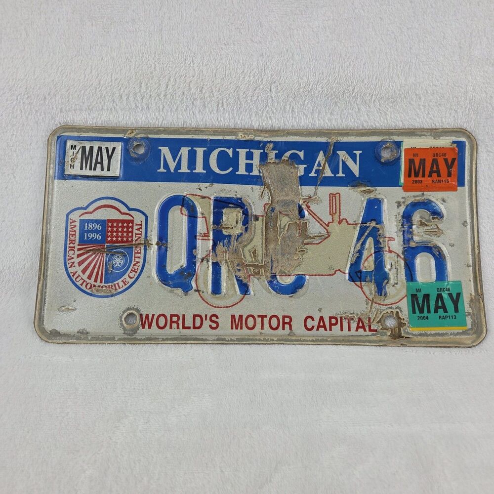 Vintage 1996 Michigan American Automobile Centennial License Plate Petina